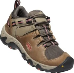 'Keen Outdoor' Women's Steens WP Leather Low Hiker - Timberwolf / Coral -Outfit Shop 1022336 3Q large 1024x1024@2x