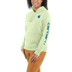 'Carhartt' Women's Clarksburg Logo Sleeve Graphic Hoodie - Hint Of Lime -Outfit Shop 102791 GB4 WS23 b 1024x1024@2x