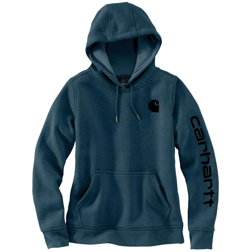 'Carhartt' Women's Clarksburg Logo Sleeve Graphic Hoodie - Night Blue Heather 3 'Carhartt' Women's Clarksburg Logo Sleeve Graphic Hoodie - Night Blue Heather