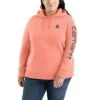 'Carhartt' Women's Clarksburg Logo Sleeve Graphic Hoodie - Hibiscus Heather -Outfit Shop 102791 P19 WS22P b 1024x1024@2x