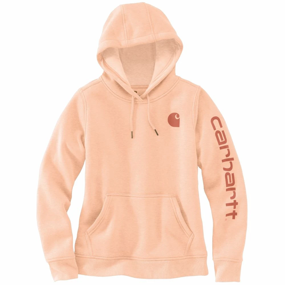 'Carhartt' Women's Clarksburg Logo Sleeve Graphic Hoodie - Cantaloupe 3 'Carhartt' Women's Clarksburg Logo Sleeve Graphic Hoodie - Cantaloupe