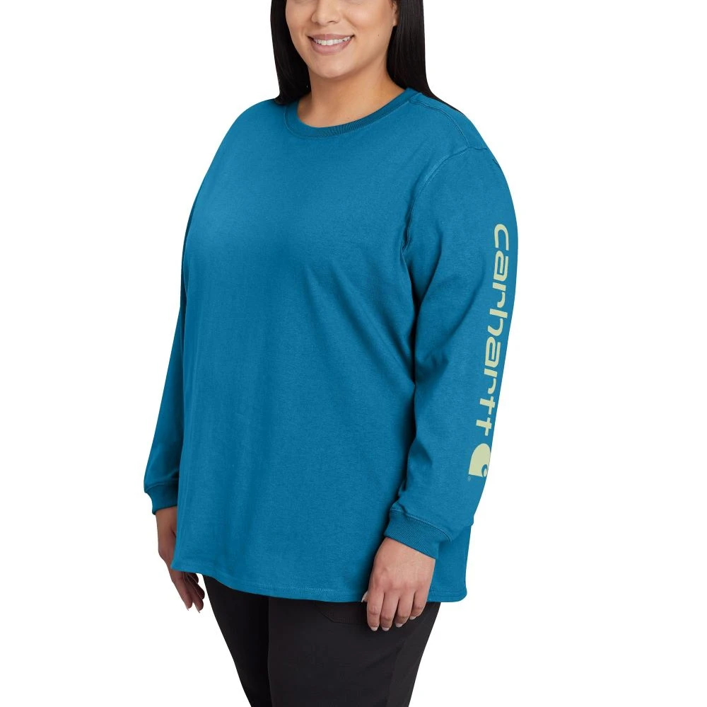 'Carhartt' Women's Workwear Logo Sleeve T-Shirt - Marine Blue 3 'Carhartt' Women's Workwear Logo Sleeve T-Shirt - Marine Blue