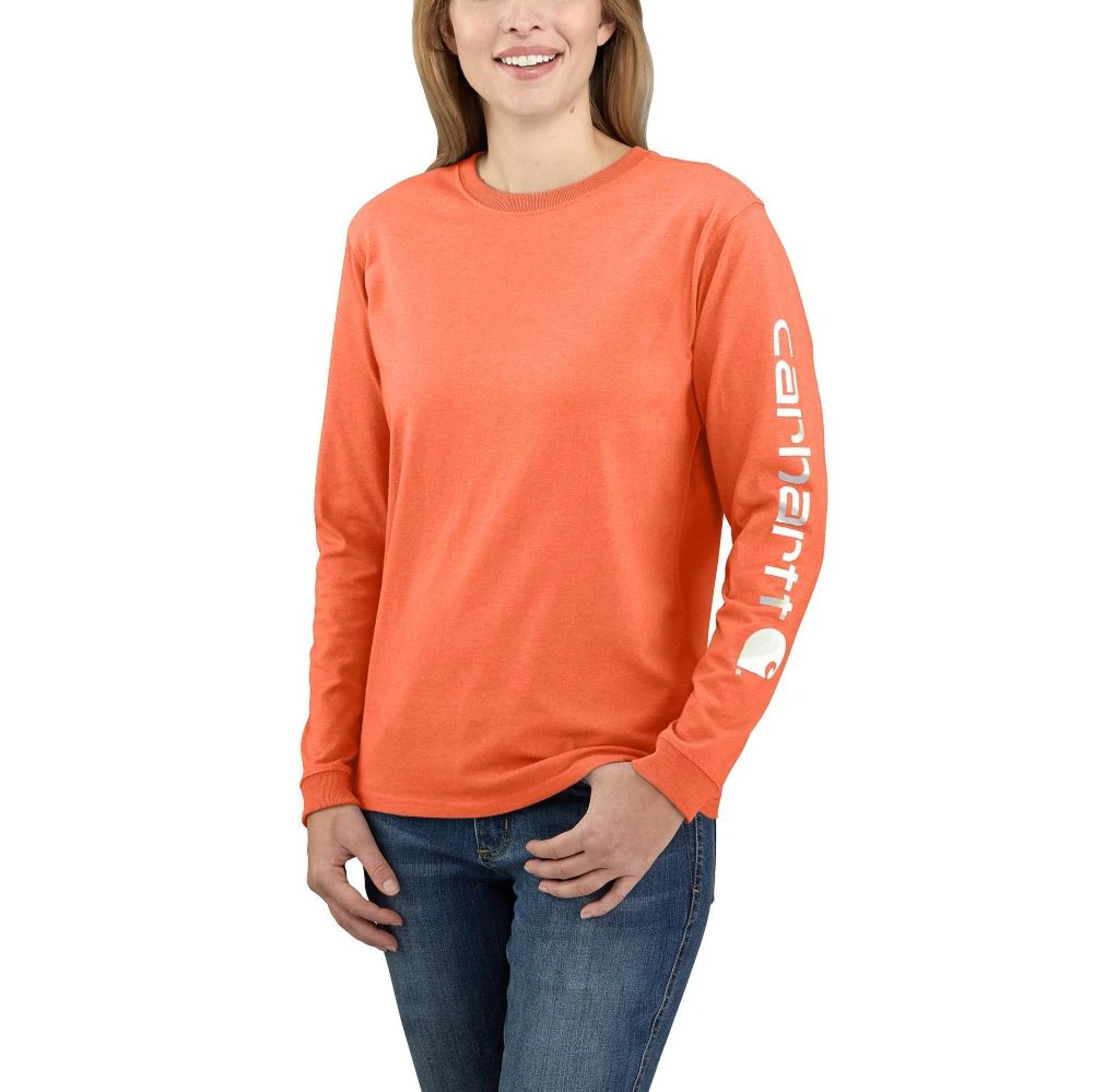 'Carhartt' Women's Workwear Logo Sleeve T-Shirt - Electric Coral 3 'Carhartt' Women's Workwear Logo Sleeve T-Shirt - Electric Coral