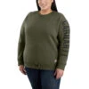 'Carhartt' Women's Midweight Logo Sleeve Crewneck Sweatshirt - Basil Heather -Outfit Shop 104410 G73 WF21P b 1024x1024@2x