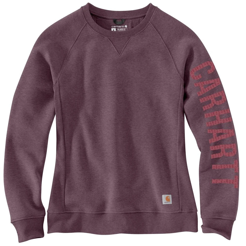 'Carhartt' Women's Midweight Logo Sleeve Crewneck Sweatshirt - Blackberry Heather 5 'Carhartt' Women's Midweight Logo Sleeve Crewneck Sweatshirt - Blackberry Heather - Image 3