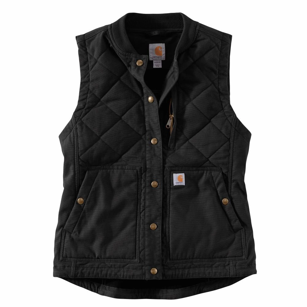 'Carhartt' Women's Rugged Flex Canvas Insulated Rib Collar Vest - Black 3 'Carhartt' Women's Rugged Flex Canvas Insulated Rib Collar Vest - Black