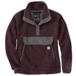 'Carhartt' Women's 1/4 Snap Relaxed Fit Fleece Jacket - Blackberry Heather