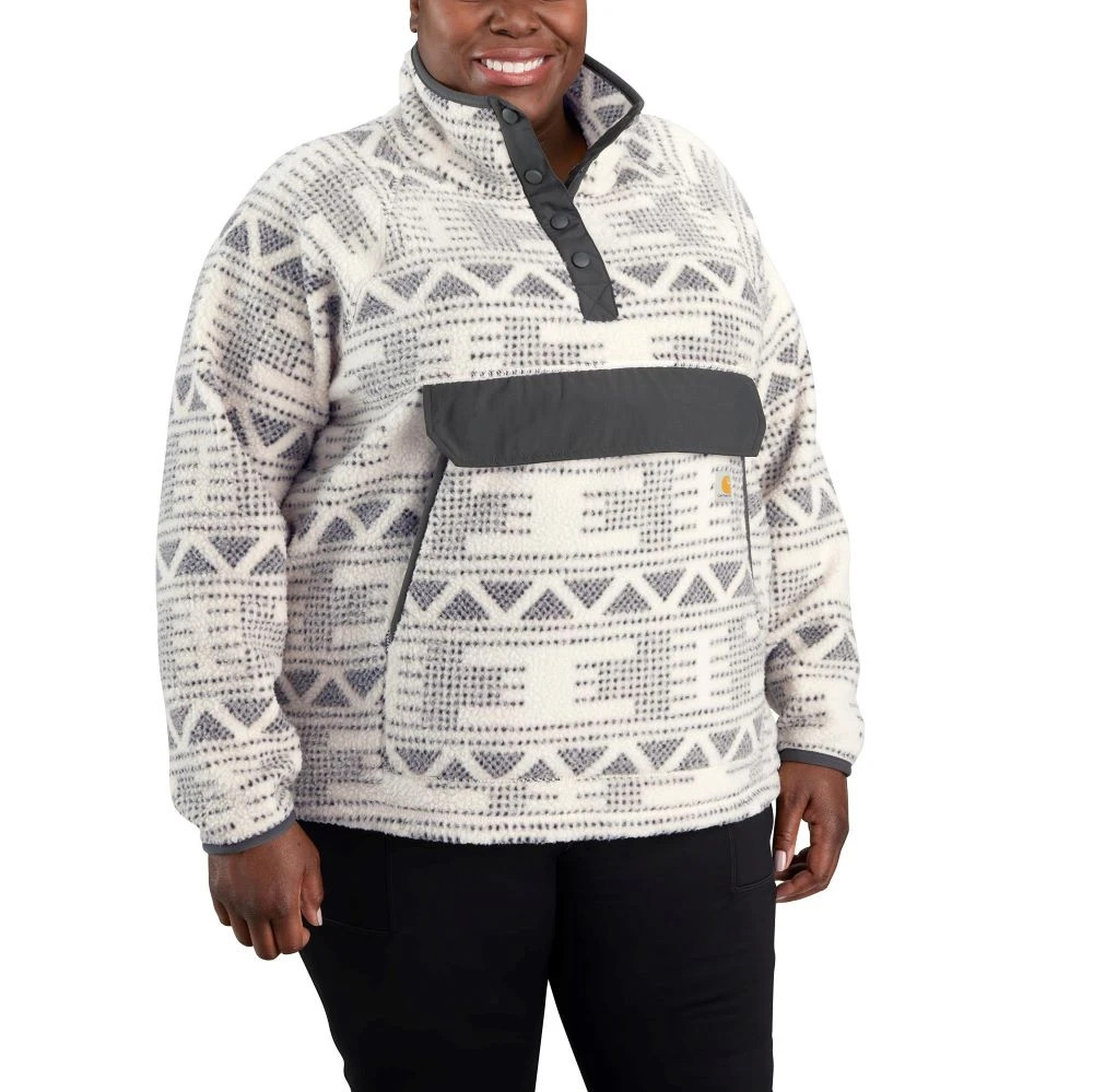 'Carhartt' Women's Fleece 1/4 Relaxed Fit Fleece Jacket - Malt Aztec 4 'Carhartt' Women's Fleece 1/4 Relaxed Fit Fleece Jacket - Malt Aztec - Image 2