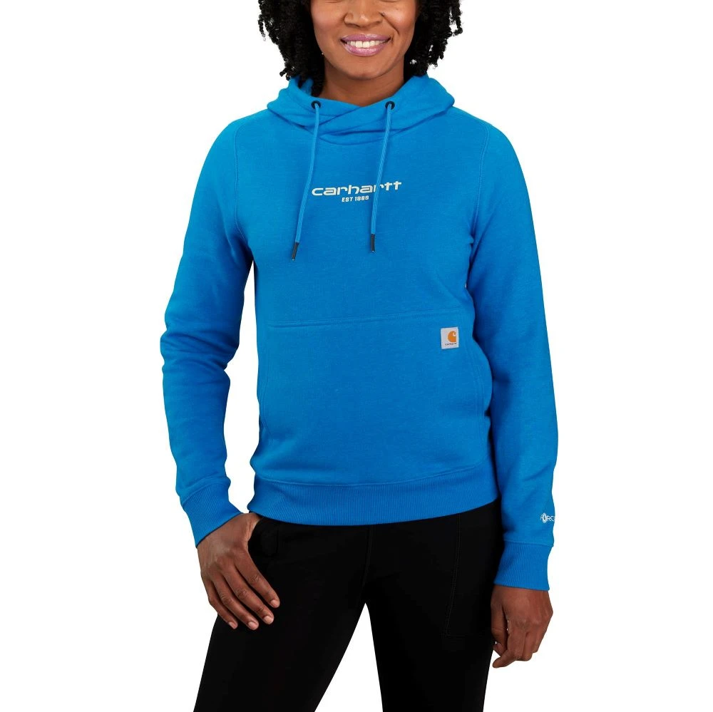 'Carhartt' Women's Force® Lightweight Graphic Hoodie - Marine Blue Heather 3 'Carhartt' Women's Force® Lightweight Graphic Hoodie - Marine Blue Heather
