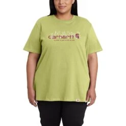 'Carhartt' Women's Heavyweight Floral Logo T-Shirt - Green Olive Heather -Outfit Shop 105736 GB9 WS23P b V2 1024x1024@2x