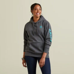 'Ariat' Women's Ariat Logo Hoodie - Charcoal Heather