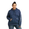 'Ariat' Women's Rebar Graphic Hoodie - Navy Heather -Outfit Shop F21 WMS WORK 10037618 front plus 1024x1024@2x