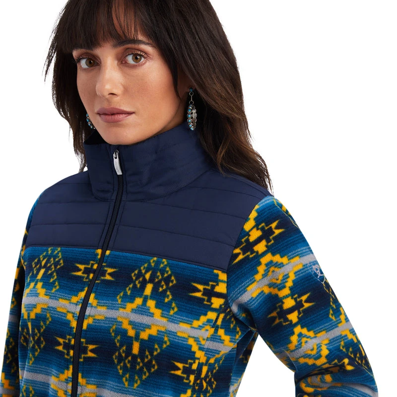'Ariat' Women's Prescott Insulated Fleece Jacket - Navy Sonoran Print 4 'Ariat' Women's Prescott Insulated Fleece Jacket - Navy Sonoran Print - Image 2