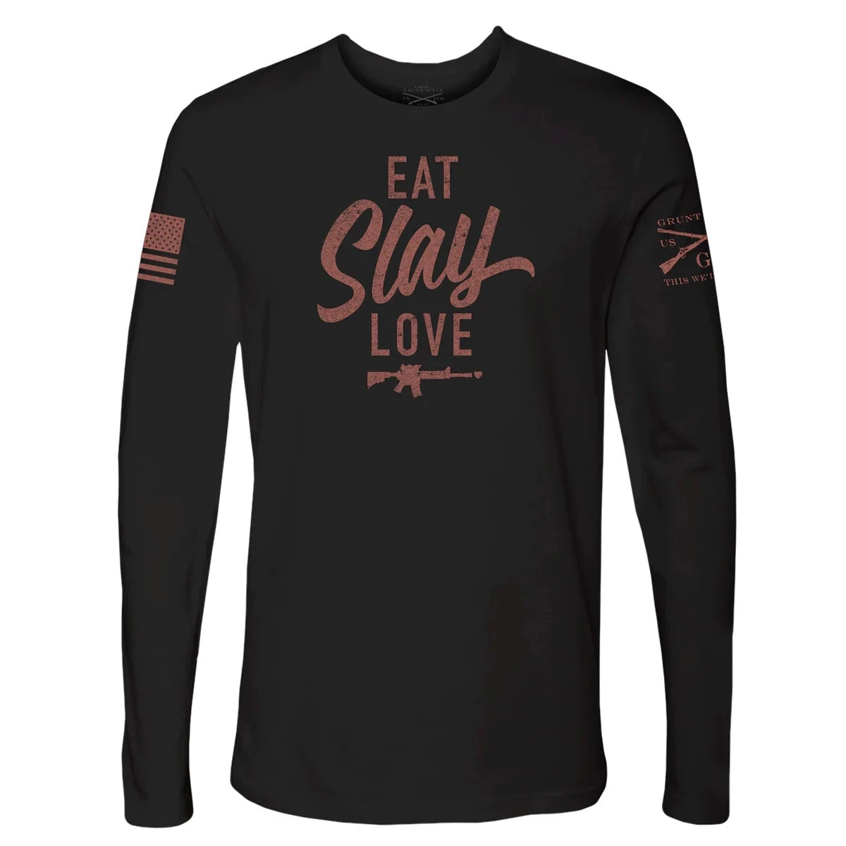 'Grunt Style' Women's Eat, Slay, Love Love Sleeve Tee - Black 3 'Grunt Style' Women's Eat, Slay, Love Love Sleeve Tee - Black