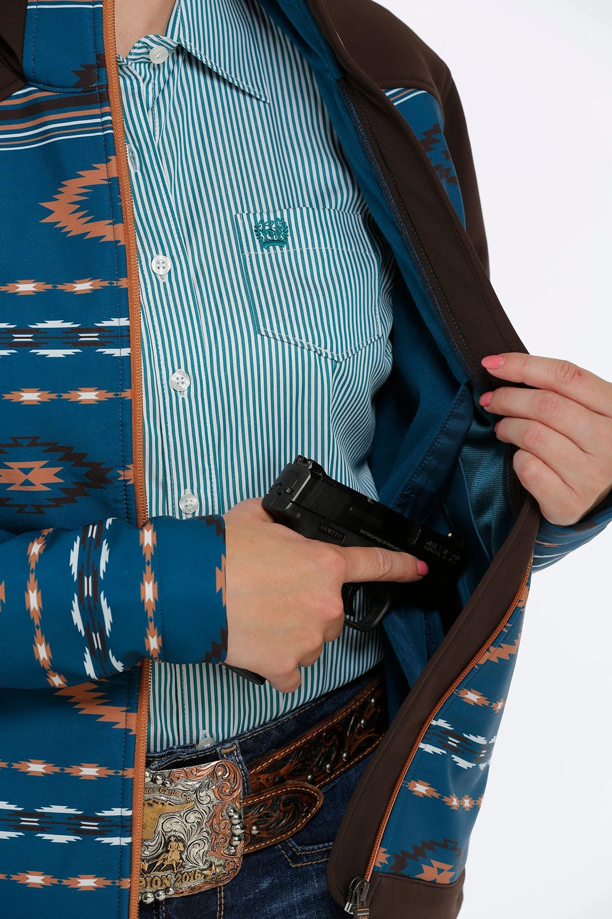 'Cinch' Women's Concealed Carry Bonded Jacket - Brown 3 'Cinch' Women's Concealed Carry Bonded Jacket - Brown