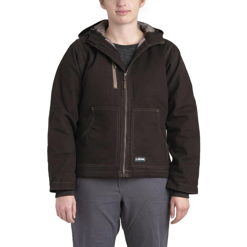 'Berne' Women's Modern Hooded Jacket - Dark Brown 3 'Berne' Women's Modern Hooded Jacket - Dark Brown