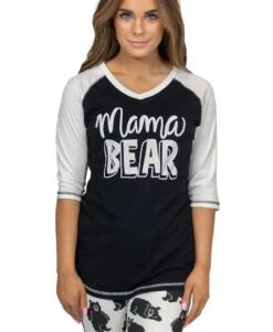 'Lazy One' Women's Mama Bear Tall Tee - Black