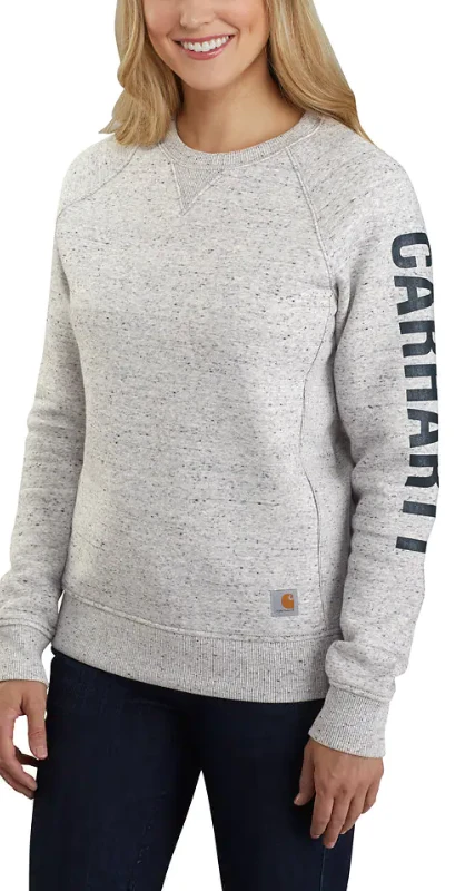 'Carhartt' Women's Midweight Logo Sleeve Crewneck Sweatshirt - Asphalt Heather 4 'Carhartt' Women's Midweight Logo Sleeve Crewneck Sweatshirt - Asphalt Heather - Image 2