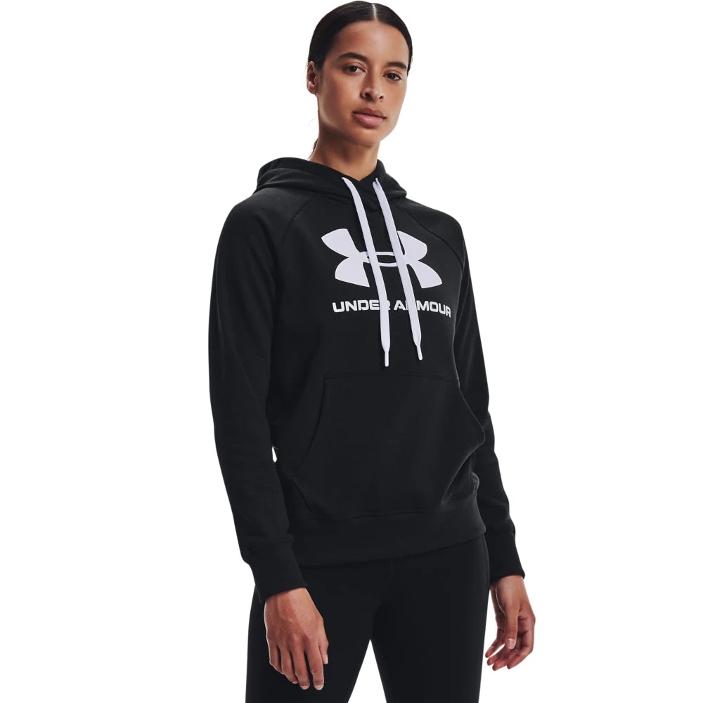 'Under Armour' Women's Rival Fleece Logo Hoodie - Black / White 3 'Under Armour' Women's Rival Fleece Logo Hoodie - Black / White