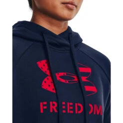 'Under Armour' Women's Freedom Rival Hoodie - Academy / Red -Outfit Shop s7.V5 1370026 408 COLLAR 1024x1024@2x