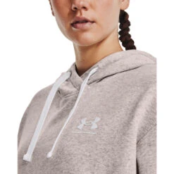 'Under Armour' Women's Rival Fleece Oversized Hoodie - Ghost Grey Light Heather - White -Outfit Shop s7.V5 1373026 592 COLLAR 1024x1024@2x